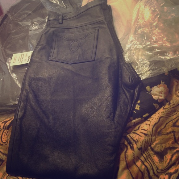 Men leather bike pants