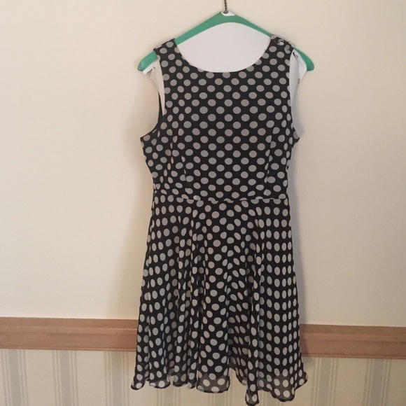 White and Black polka dot open back dress