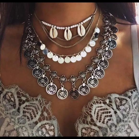 🛑ON HOLD🛑Turkish Coin Necklace w SeaShell Choker - Picture 3 of 5