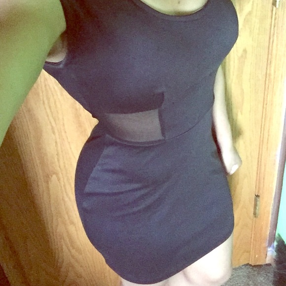 Black mini Dress with sheer back and sides!