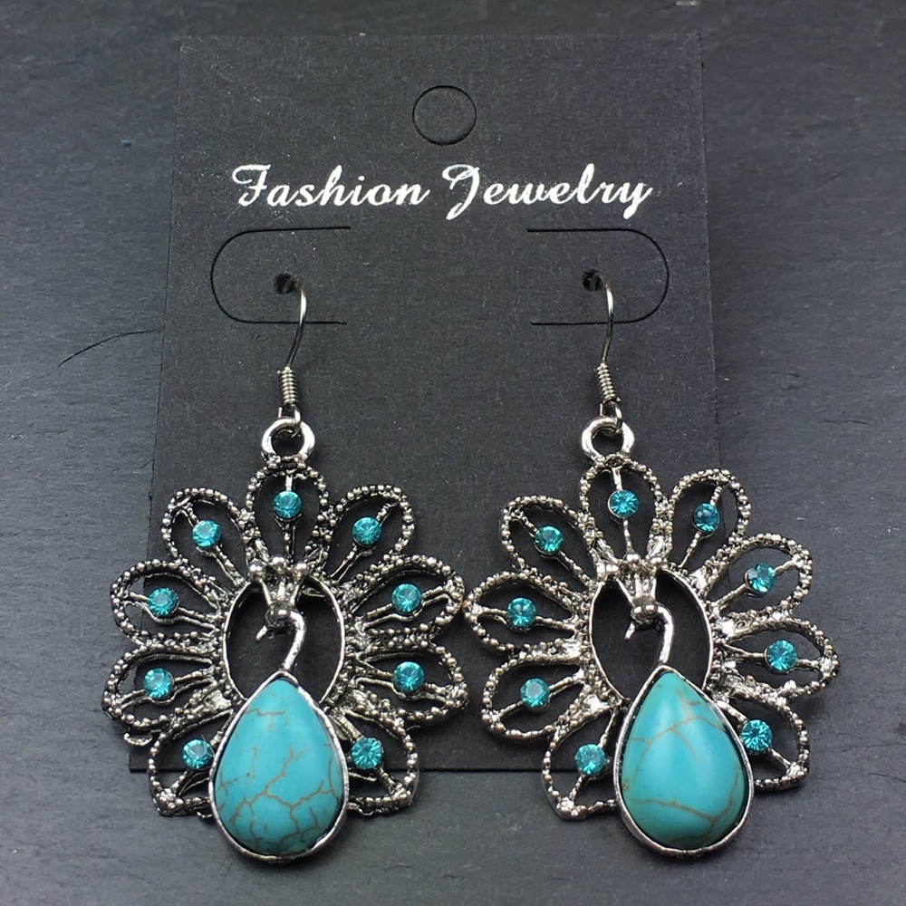 Peacock Statement Earrings - Picture 6 of 9