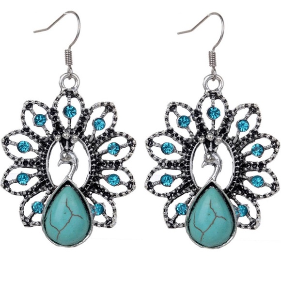 Peacock Statement Earrings - Picture 3 of 9