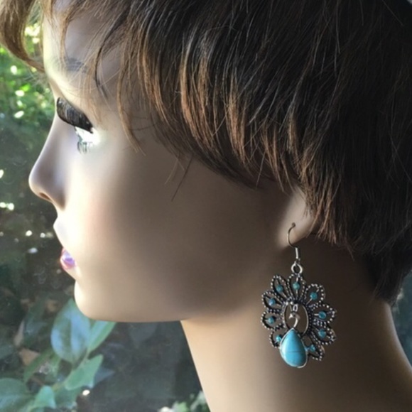 Peacock Statement Earrings - Picture 9 of 9