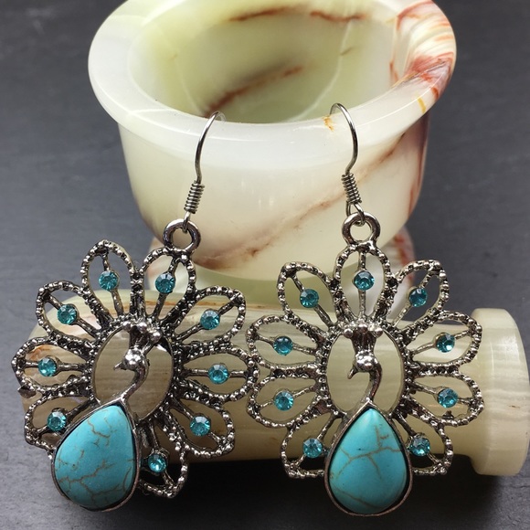 Peacock Statement Earrings - Picture 4 of 9