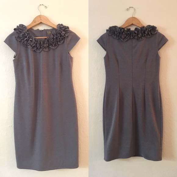 Taylor Dress with Cap Sleeves and Ruffled Collar