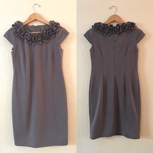Taylor Dress with Cap Sleeves and Ruffled Collar