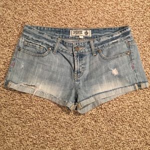 PINK light wash denim shorts