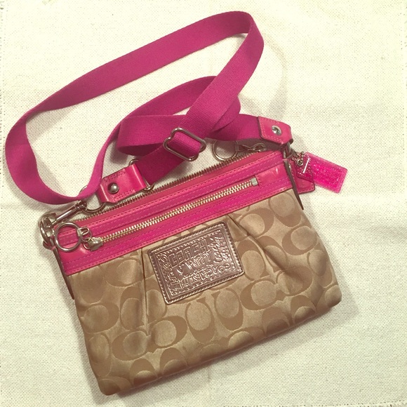 Coach cross body with magenta accents!