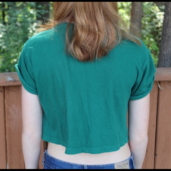 Forever 21 green crop top "Dweeb" - Picture 2 of 3