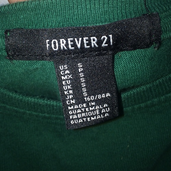 Forever 21 green crop top "Dweeb" - Picture 3 of 3