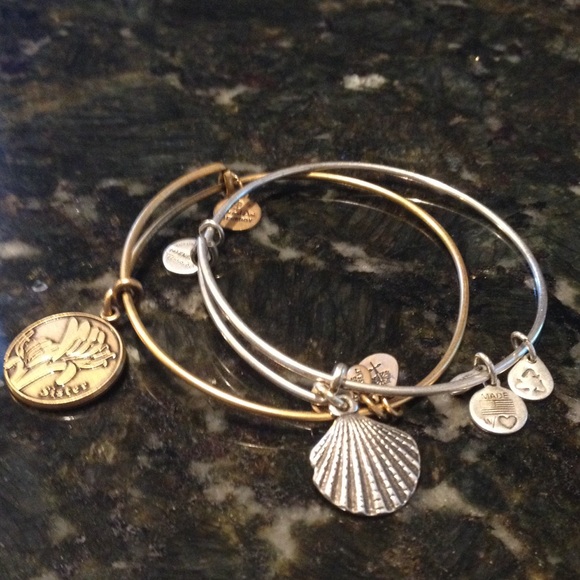Sister and shell Alex and Ani bracelets