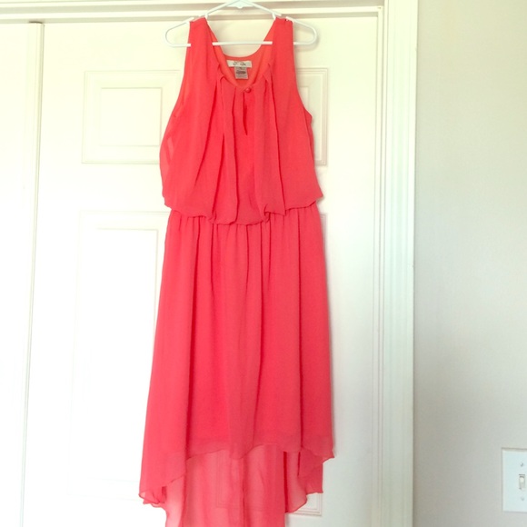 Coral waterfall dress