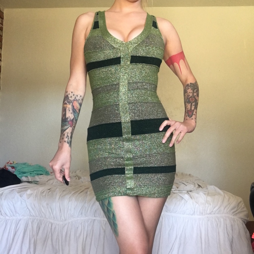 Green sparkly dress