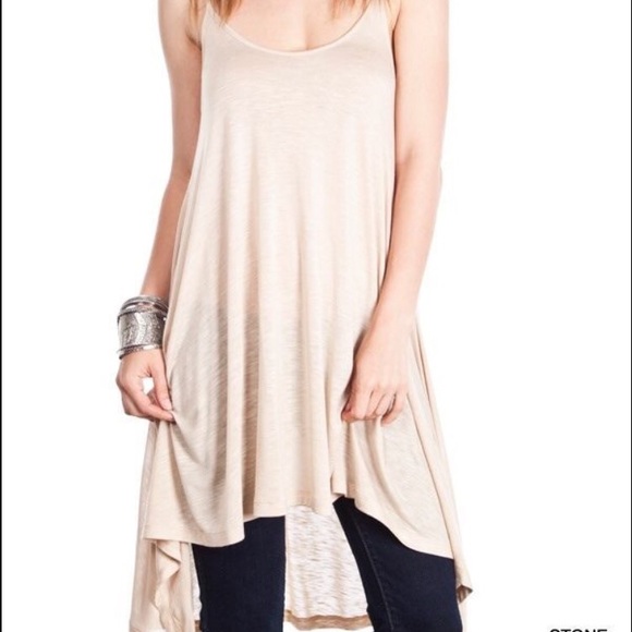 High and Low Cream Tank Top