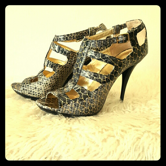 Faux snake skin heels