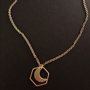 Hexagon Crescent Moon Necklace