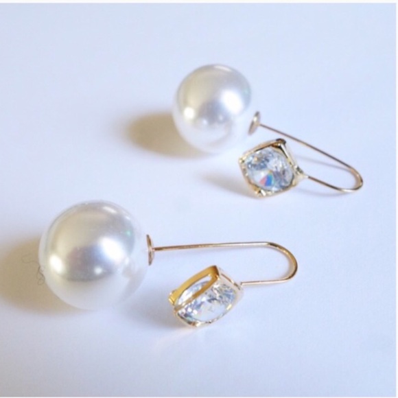 LAST PAIR• Crystal Thread Pearl Earrings - Picture 2 of 3