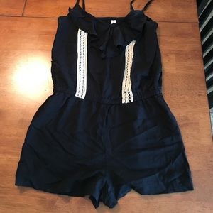 Black and Cream Lace Romper