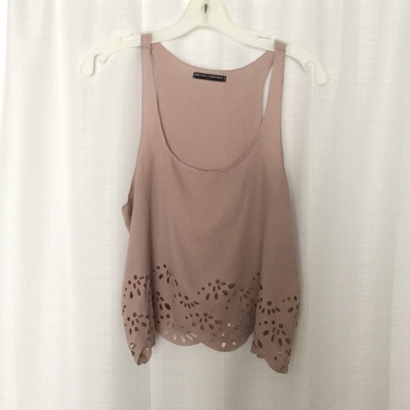 Mauve Tank Top with Patterned Cutouts