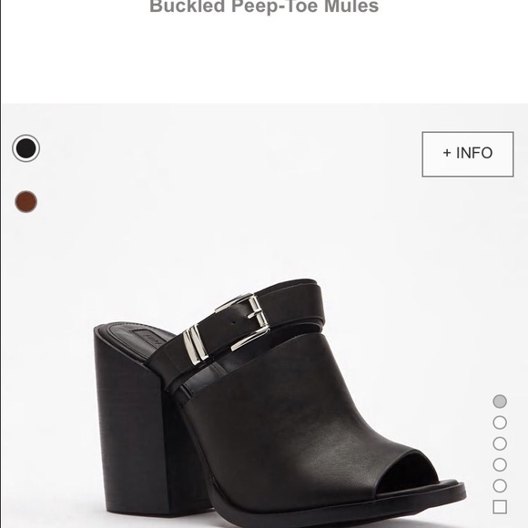 Black peep toe mules