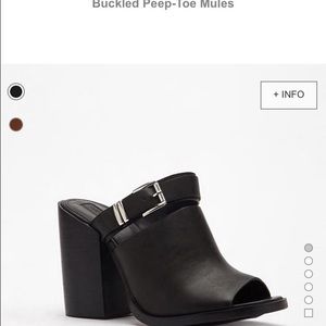 Black peep toe mules
