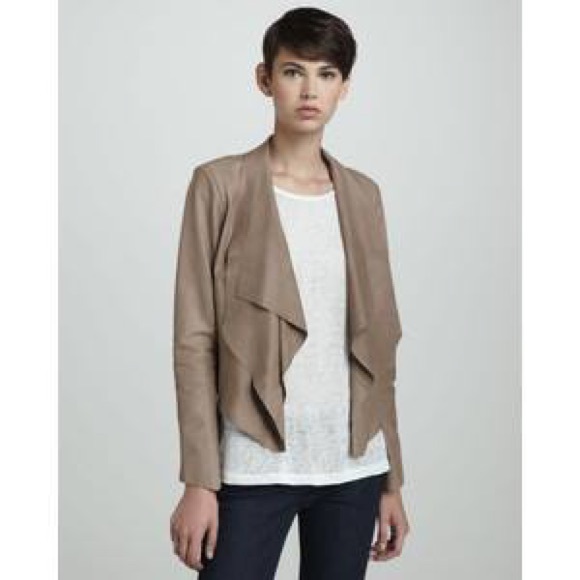 Lamarque Leather 'Cascade' Draped Jacket