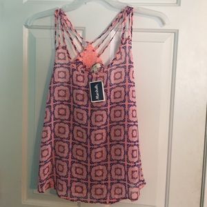 Pink thin flowy tank top