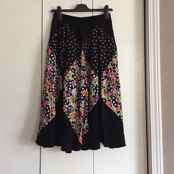 Polka dot and floral skirt