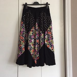 Polka dot and floral skirt