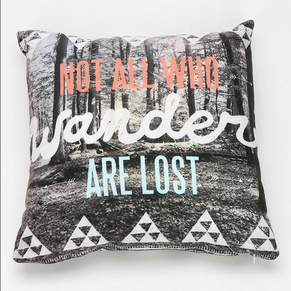 Grey and white throw pillow (coral & mint)