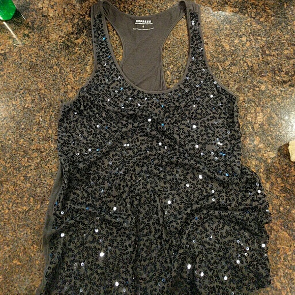 Express racerback gray sequin tanktop