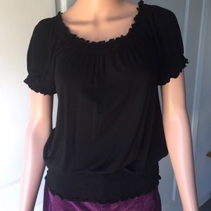 INC black top w adorable waistband, neck & sleeve