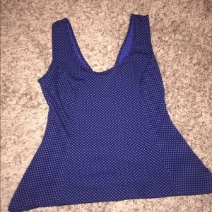 Torrid blue tank, white sheet and white cherries