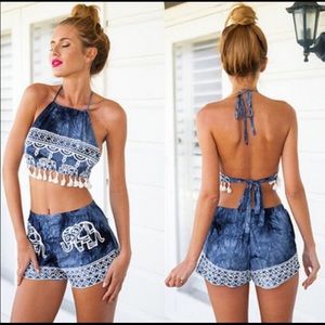 Matching crop top and shorts
