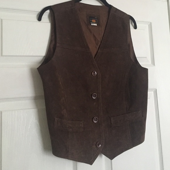 Brown leather/suede western vest