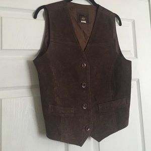 Brown leather/suede western vest
