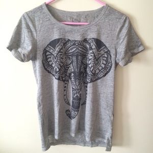 Gray Tribal Elephant Pocket Tee