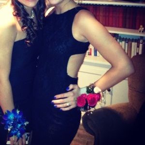 TOBI open back black dress