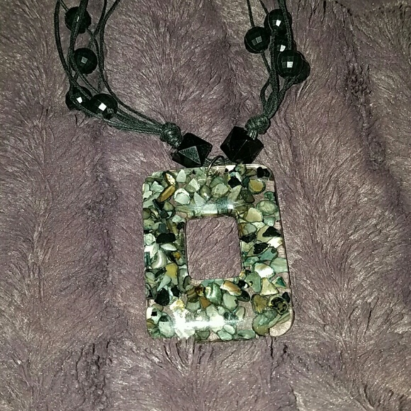 Encased stone necklace
