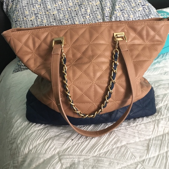 Tan leather blue bag - Picture 1 of 1