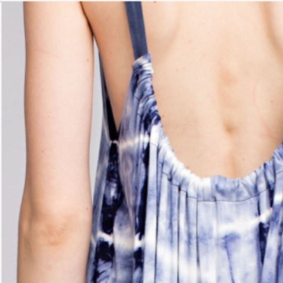 Tie dye Blue Boho Swing Open Back High Low Dress - Picture 3 of 4