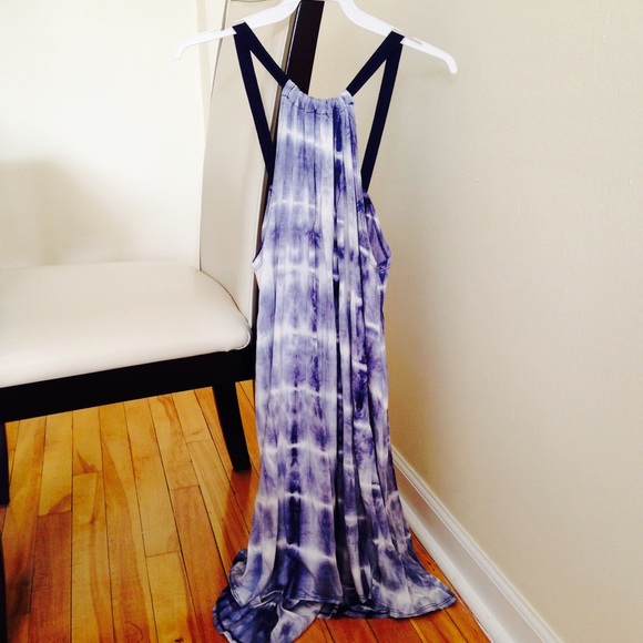 Tie dye Blue Boho Swing Open Back High Low Dress - Picture 4 of 4