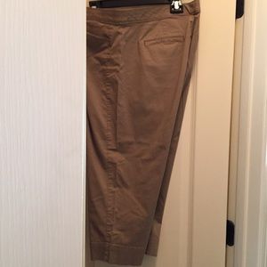 Taupe colored stretch capris