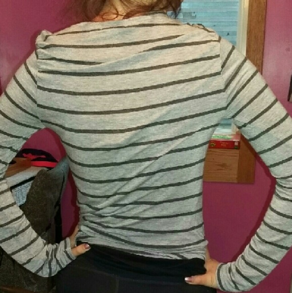 Striped Grey and Black Tee - Picture 2 of 4