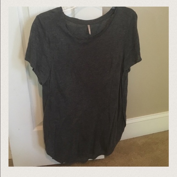 Dark Grey Side Slit Hem Tee