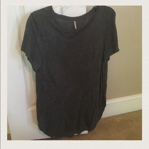 Dark Grey Side Slit Hem Tee
