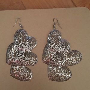 Dangle Silver Heart earrings