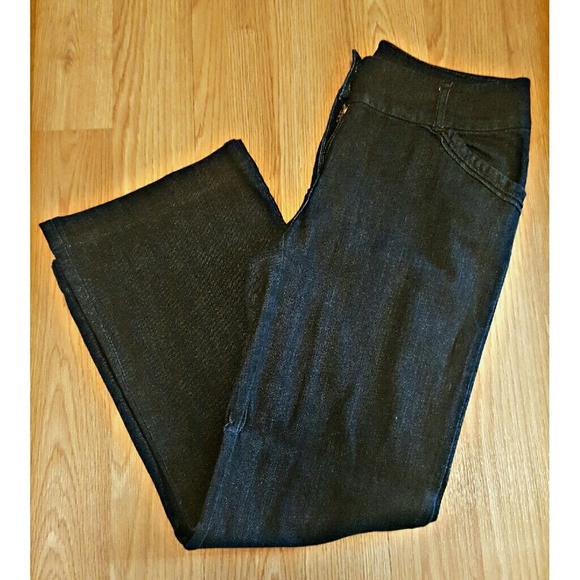 Dark blue wide leg jeans