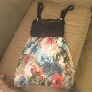 Leather/floral overall dress! *on trend*