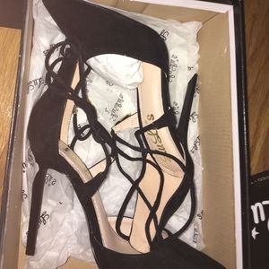 Lulu's Black Lace-Up Heels
